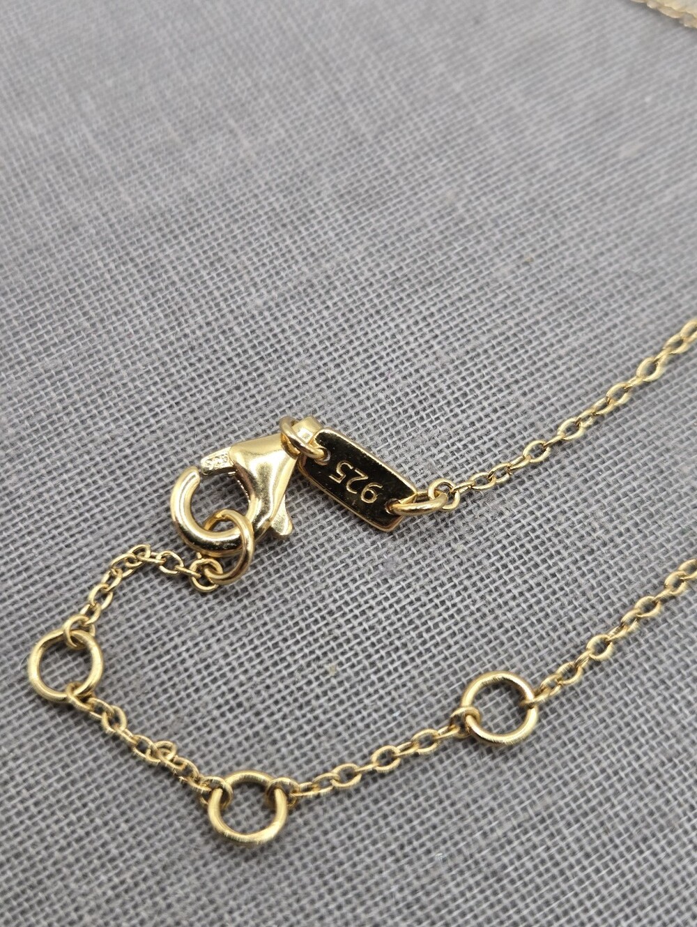 Madewell Gold Demi-Fine Sapphire Choker Necklace Dainty Chain 16" CZ Sparkle - Picture 7 of 10